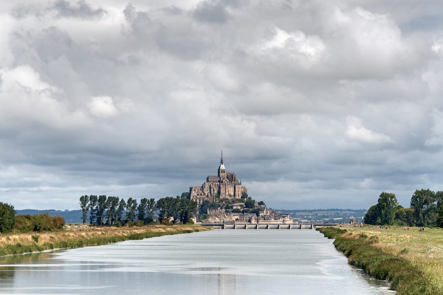 Couesnon River near Beauvoir with Mont Saint-Michel visible at its mouth