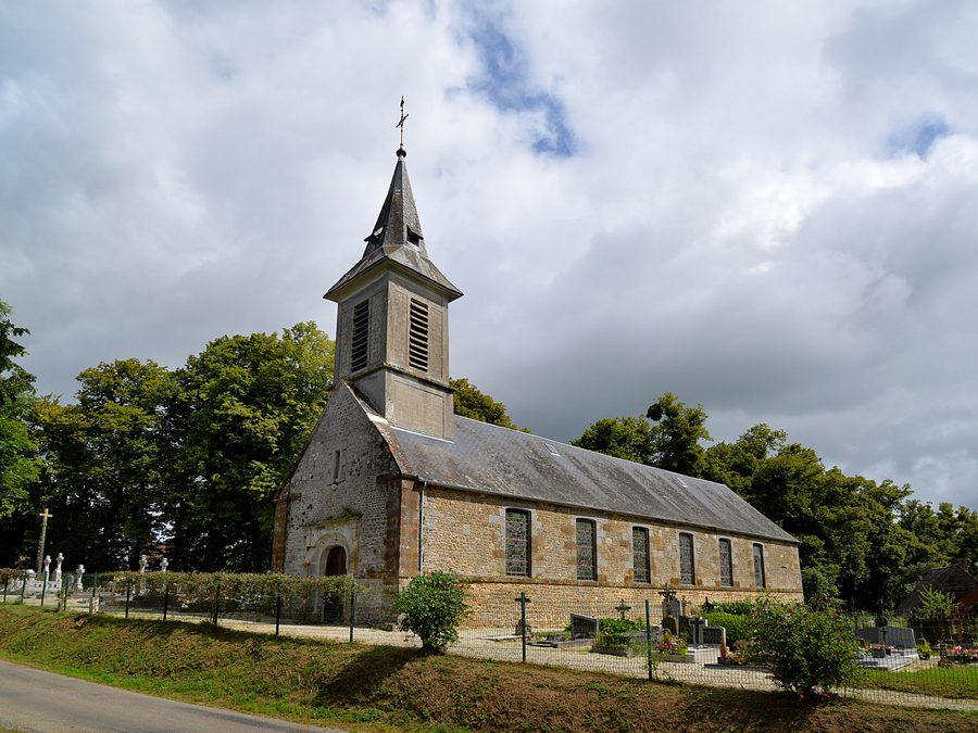 South-west view of Saint Martin Church in Lignou, Orne