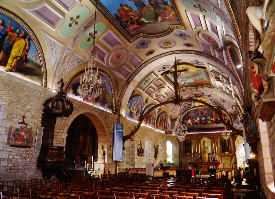 Nave of the Church of Our Lady in Montfarville, Department of Manche, Normandy, France